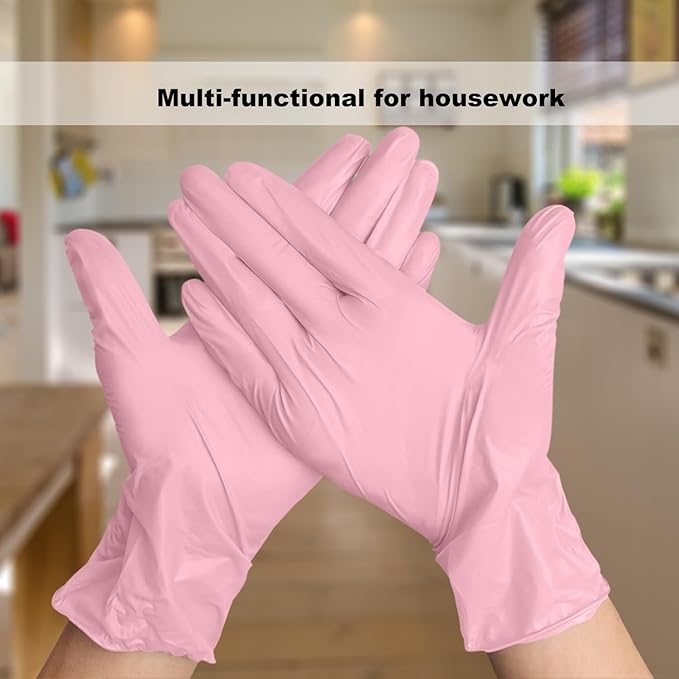 Disposable Gloves Small, Nitrile and Vinyl Blend Material Gloves, Latex Free 4 Mil 1000 Pc Food Grade Glove for Cleaning, Food Prep, Hair Dye, Tattoo, Pink