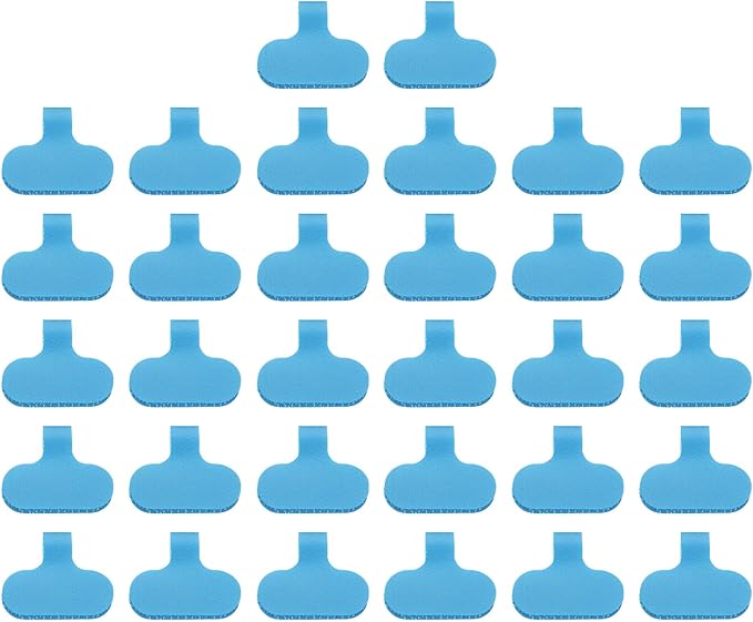PATIKIL 2.4 x 1.5 Inch Cable Labels, 32 Pcs Electronic Cable Identification Tags Nylon Write on Wire Labels Oval Cord Tags Labeling for Electronics Management Organization, Sky Blue