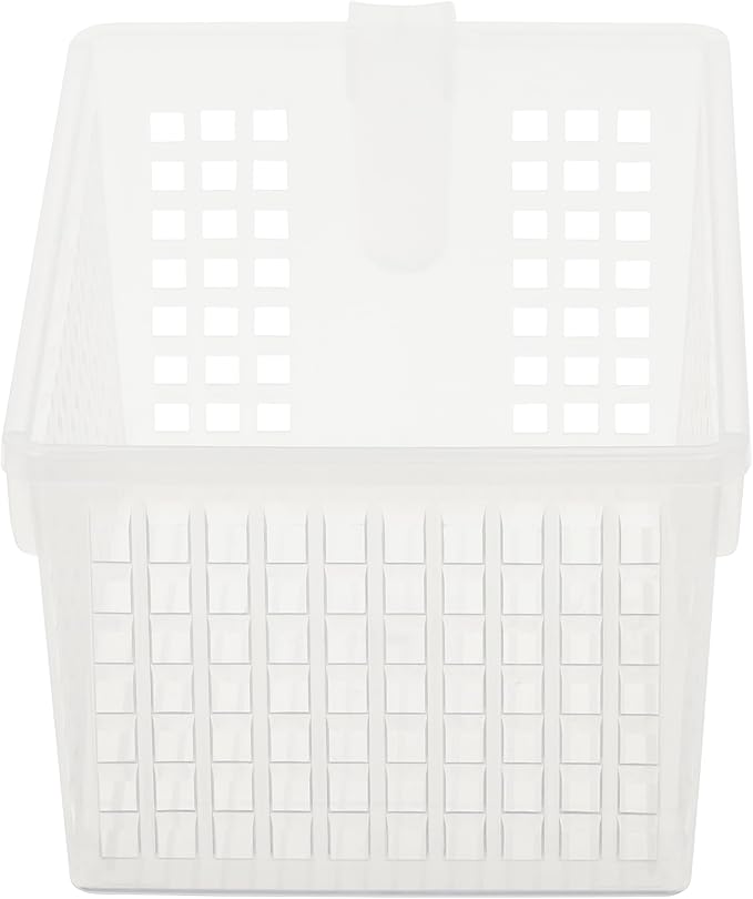 Plastic Storage Bin with Handle for Kitchen, Pantry, and Refrigerator Organization by Home Basics | Convenient Food Storage Organizer for Snacks, Food Items, Produce, and Pasta