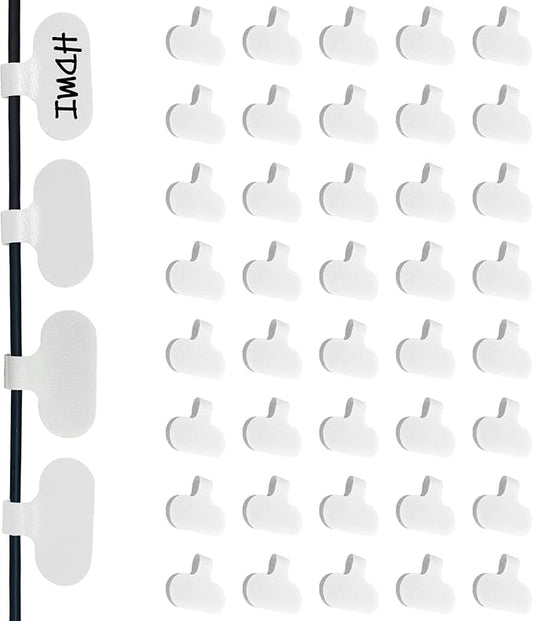 Mr-Label – Hook and Loop Cable Labels– Upgraded Writable Cable Wraps for Clear Writing- Cord Tags for Classify&Identification–Wire Tags for Cable Management | Electronics Computers-40Pcs(White)