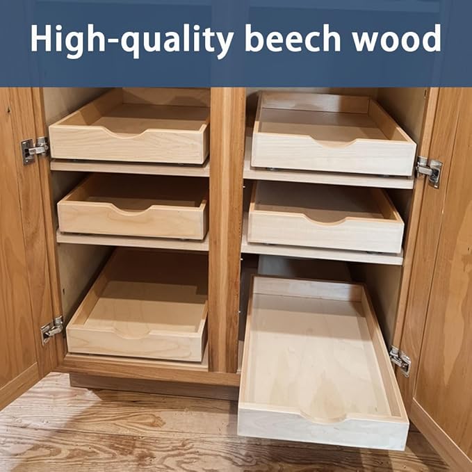 Pull Out Cabinet Drawers - 6x2 Size Options (12-23'W,18-21'D), Pre-Assembled with Soft Close Slides, Solid Beechwood, Easy Installation (16'W x 21'D)