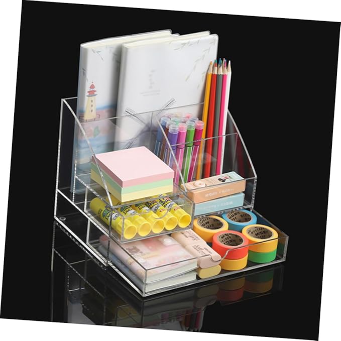 Stationery Desk Organizer Small Object Organizer Acrylic Desk Supplies Storage Box Drawer
