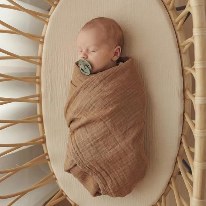 Baby Swaddle – Organic Cotton Muslin Baby Swaddles for Newborns 47” x 47” (Natural)
