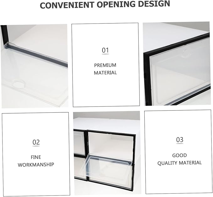 Garneck 4pcs shoe box sneaker cabinet shoes case shoe display case shoe storage containers sneaker containers Stackable Shoe Storage Rack clear Organizer white plastic men and women drawer