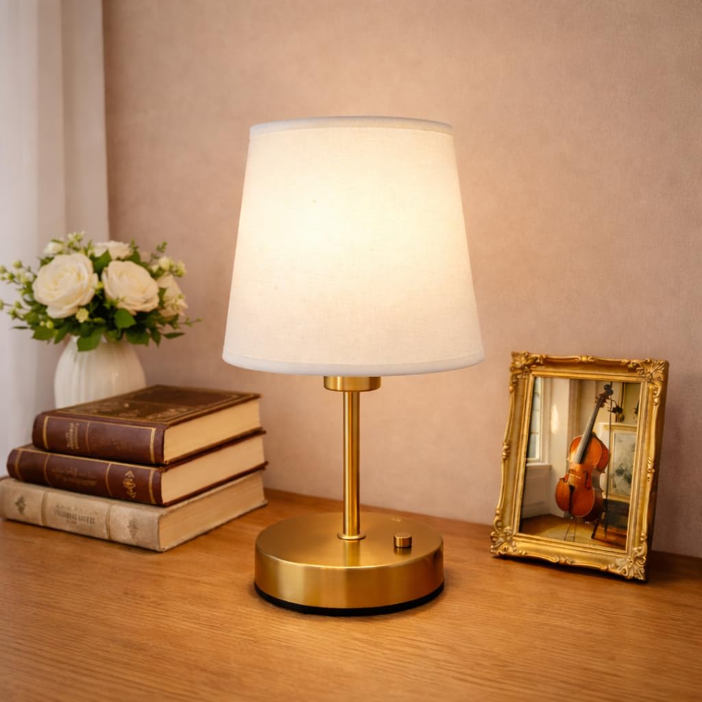 Gold Portable Cordless Table Lamp, Rechargeable Beds | Travel Essentia - Image 1