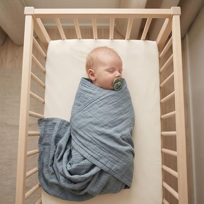 Baby Swaddle – Organic Cotton Muslin Baby Swaddles for Newborns 47” x 47” (Tradewins)