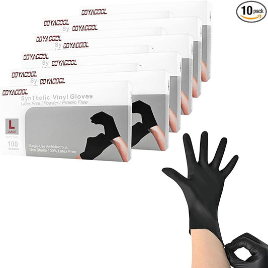 Disposable Gloves Large, Nitrile and Vinyl Blend Latex Free Gloves, 4 Mil,1000 Pc. Food Grade Glove for Cleaning, Food Prep, Hair Dye, Tattoo, Black
