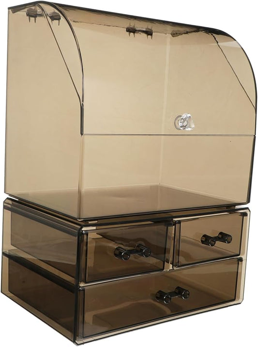 VICASKY Acrylic Makeup Storage Box Transparent Cosmetic Organizer Lid for Desk Neat and Tidy Design for Skincare and Beauty Products for Optimal Space Saving