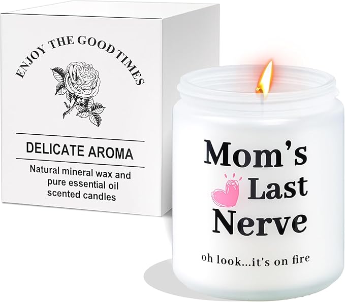 Birthday Gifts for Mom from Daughter Son - Mother's Day Candles Funny Mom Gifts Valentines Gift for Woman, Mom's Last Nerve Lavender Scented Candles (9 oz)