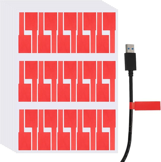 uxcell 300 Pcs Cable Labels, Waterproof Wire Cord Labels Tags, Cord Organizer Management Tags for Charger Cable Organizer Wire Markers Printer and Handwriting, Red