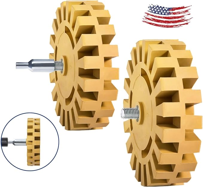 4pack Decal Remover Eraser Wheel Rubber Eraser Wheel for Drill Removes Car Stripes Vinyl Tapes and Graphics Rubber Eraser Wheel Tool Kit for Cars, RV, Motorcycles Sticker Remover Tool