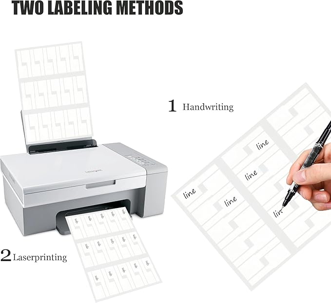 240-Pack Reusable Cable Labels & 6-Inch Black Hook & Loop Ties Bundle - Wire Management System w/Bonus Marker, Water-Resistant Cord Organizer for Home Office, Electronics, Computer Wires