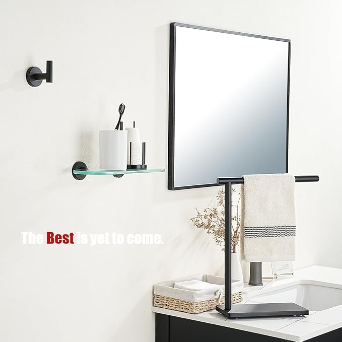 JQK Bathroom Glass Shelf Black, Tempered Glass Shower Storage 12 by 5 inches, 304 Stainless Steel Matte Black Wall Mount 2 Pack, TGS121L12-PB-P2