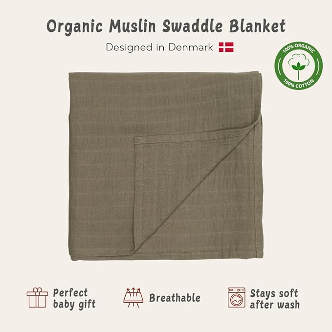 Baby Swaddle – Organic Cotton Muslin Baby Swaddles for Newborns Baby Boys 47” x 47” (Sage Green)