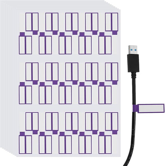 uxcell 300 Pcs Cable Labels, Waterproof Wire Cord Labels Tags, Cord Organizer Management Tags for Charger Cable Organizer Wire Markers Printer, Purple