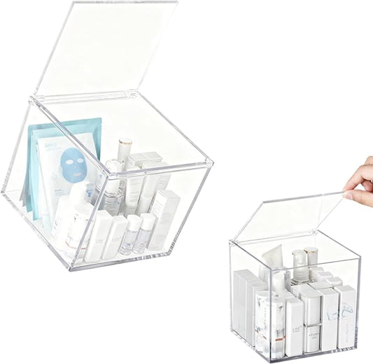 Acrylic Hinge Lid Box Clear Storage Box with Lid, Transparent Keepsake Box for Storage Wedding Card, Trinkets, Photo and More, Cute Acrylic Box for Women and Girl