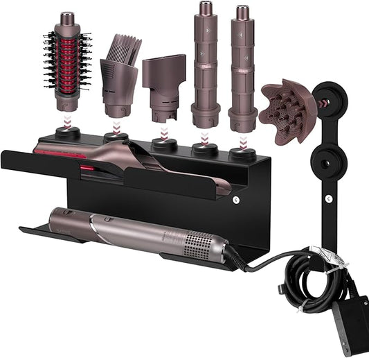 Wall Mount Holder for Shark FlexFusion and for Shark Flex Style, Hair Tool Organizer Rack with Cord Hanger for Accessories, Curlers, Brushes, Diffuser, Bathroom Storage, Space Saving