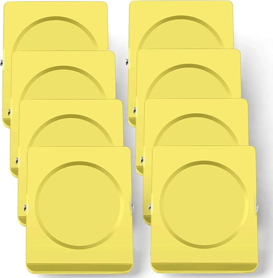 Grtard Strong Magnetic Clips, 2.2 Inch Extra Large Magnetic Clips Heavy Duty, 8Pack Magnet Clip for Fridge, Clip Magnets for Refrigerator, Whiteboard, Classroom, Kitchen, Office Organizer (Yellow)