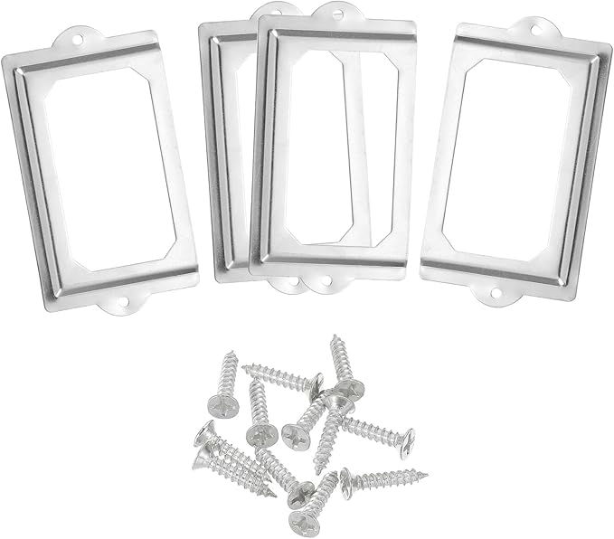 uxcell Metal Label Holders, 124x70mm 4pcs File Name Card Tag Label Holder Frame for Office Library Drawer Cabinet Shelves, Silver Tone