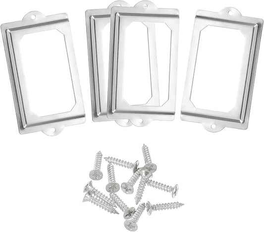 uxcell Metal Label Holders, 124x70mm 4pcs File Name Card Tag Label Holder Frame for Office Library Drawer Cabinet Shelves, Silver Tone