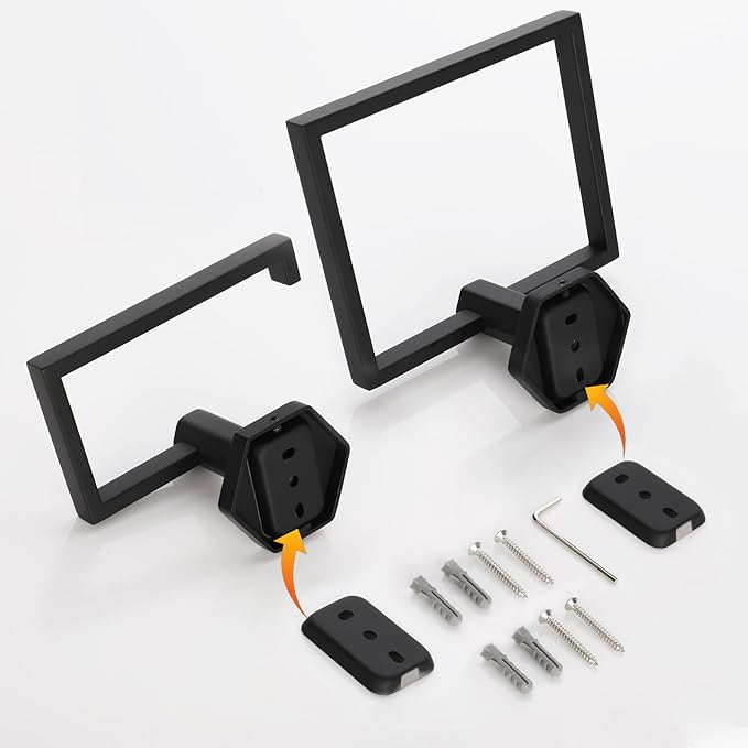 GERZWY Bathroom 2-Piece Accessory Set SUS 304 Stainless Steel Toilet Paper Holder Towel Ring Wall Mount, Matte Black