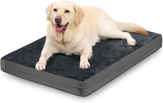 Waterproof XL Dog Beds Large Sized Dog, Orthopedic Washable Crate Pad 42 inch, Extra Large Foam Pet Bed with Removable Cover Reversible, XLarge Anti-Slip Kennel Pad, 41"x27", Dark Gray