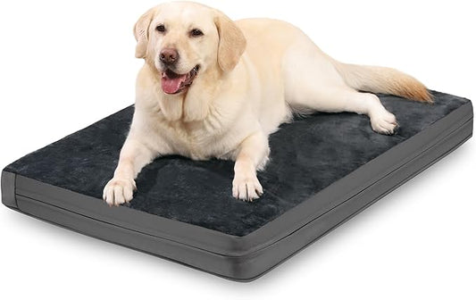 Waterproof XXL Dog Beds Large Sized Dogs, Orthopedic Washable Crate Pad 48 inch, Jumbo XXLarge Foam Pet Bed with Removable Cover Reversible, Anti-Slip Kennel Pad, 47"x29", Dark Gray