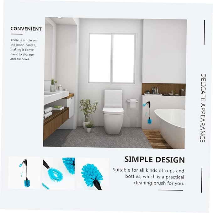 2sets Household Multi-Function Cup Brushes Set Handle Wear-Resistant Cleaning Brushes for Smooth Cup and Bottle Care Easy Storage and Convenient Use