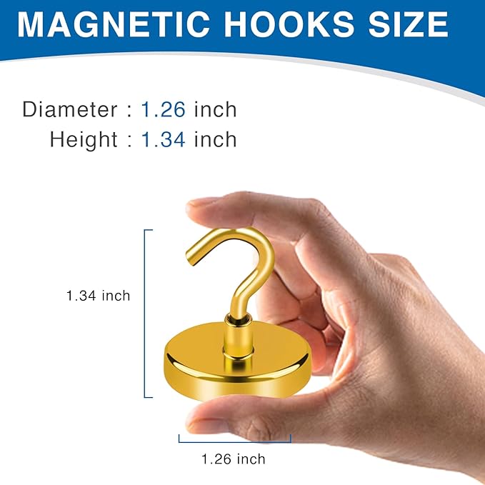 LOVIMAG Cruise Ship Essentials, 120Lbs Cruise Door Magnets, Yellow Cruise Magnetic Hooks, Magnetic Hooks Heavy Duty for Hanging Celling, Grill, Refrigerator Kitchen-6 Pack