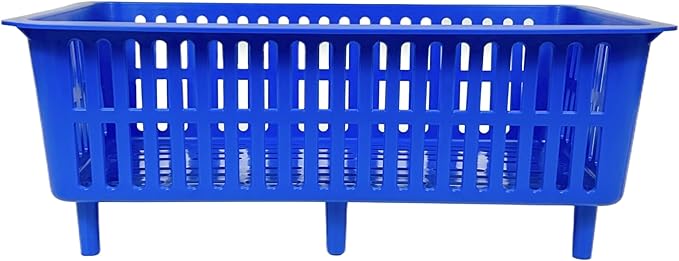 YDB Storage Plastic Drain Basket with Feet for Sorting Live Fresh Shellfish Oyster Abalone Scallop Geoduck Clams Mussels or Garden Harvest 4PCS(Blue)