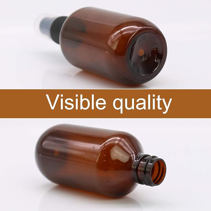 SYNTECSO 12 Pack 2oz Amber Plastic Spray Bottles, Fine Mist Spray Bottles for Essential Oils, Water Spray Bottle for Hair Plant & Cleaning Solution
