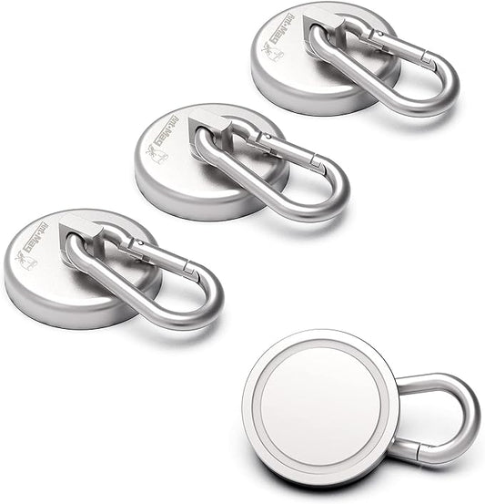 Ant Mag Magnet Hooks Heavy Duty 160LBS Neodymium Magnet with Swivel Carabiner Snap Hook for Indoor/Outdoor Hanging Bag Kitchen Garage Cruise Ship (4 Pack)