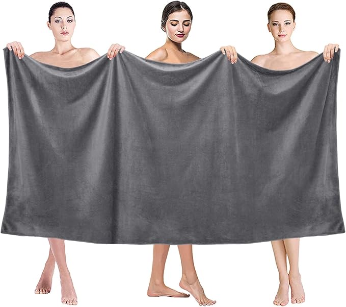 Extra Large Bath Towels, Microfiber Bath Sheet Towels for Body, 2 Pack 35" x 70", Oversized, Soft, Super Absorbent, Fast Drying, Perfect forSauna, Shower, Sport, Fitness, Yoga, Grey