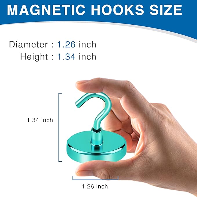 LOVIMAG Cruise Ship Essentials, 120Lbs Cruise Door Magnets, Green Cruise Magnetic Hooks, Magnetic Hooks Heavy Duty for Hanging Celling, Grill, Refrigerator Kitchen-6 Pack