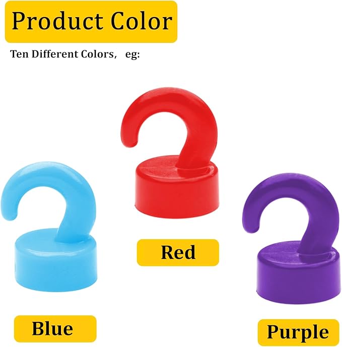 Small Magnetic Hooks for Refrigerator, Mini Magnetic Hooks for Cruise Cabins, Magnet Hook for Kitchen, Classroom, and Office - Pack of 10 (Colorful)