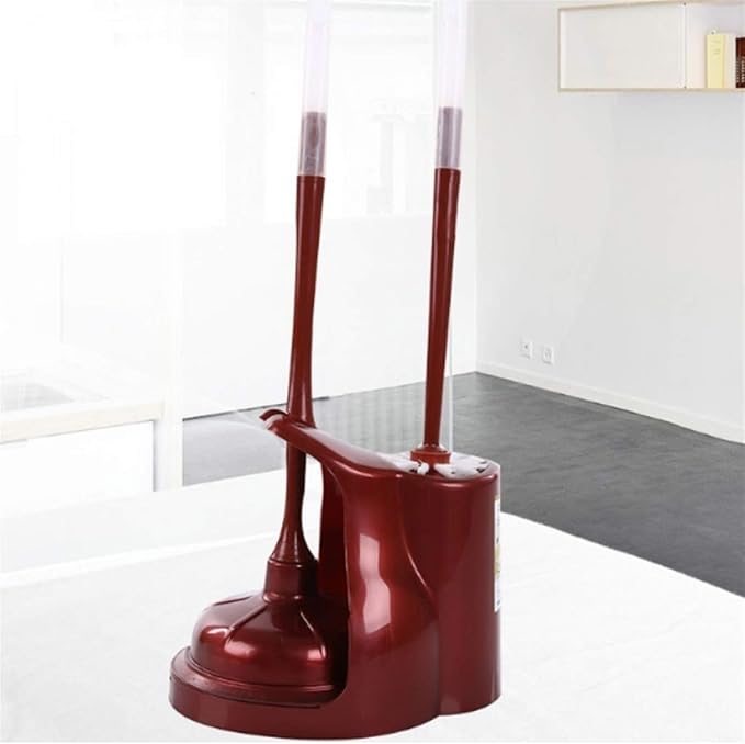 Household Toilet Plunger with Brush,2-in-1 Plunger and Toilet Brush Combo with Holder for Bathroom Storage Organization Deep Cleaner (Color : Red)