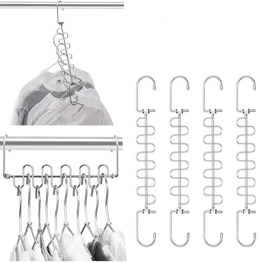 Meetu Closet Organizer - 9.5 Inch Cloth Hanger Magic Space Saving Hangers for Wardrobe Organization (Pack of 6)