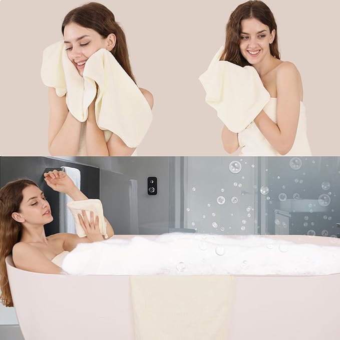 Bathroom Towels Set Of 4, 35x70 Inches Oversized Bath Towels Extra Large Microfiber Shower Towels Textured Ultra Soft Absorbent Quick Dry Towel Bath Sheets Towels For Adults Bathroom Hotel Spa Beige