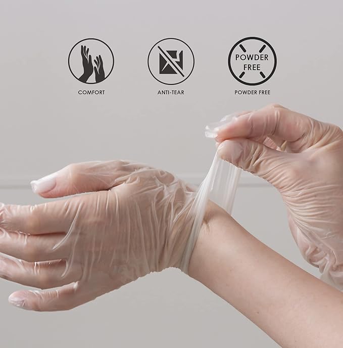 Vinyl Gloves Case Strong 4 MIL Latex Free Powder Free 10 Boxes — 1000 Gloves