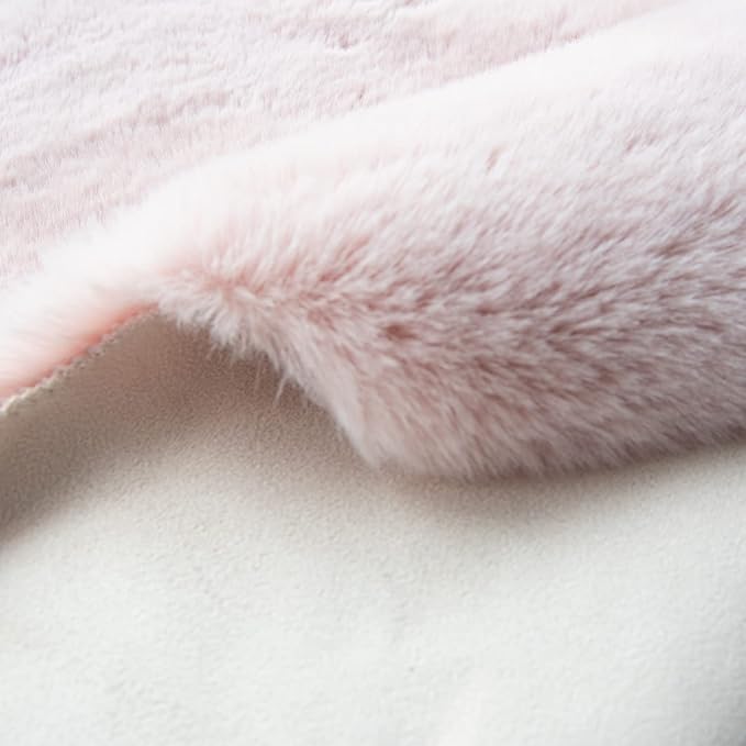 Pink Fuzzy Faux Rabbit Washable Fur Rug for Girls Bedroom 4x6 Shag Area Rugs for Living Room Boho Nursery Rug