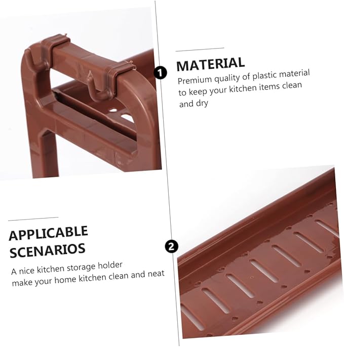 1Pc Multi Functional Plastic Storage Rack Elegant Kitchen and Bathroom Organizer Space Saving Draining Shelf for Seasoning and Essentials Coffee Color Minimalist Design
