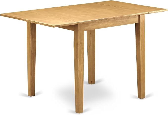 East West Furniture 1NDAB5-OAK-04 5 Piece Dining Set Includes a Rectangle Dining Room Table with Dropleaf and 4 Light Tan Linen Fabric Upholstered Parson Chairs, 30x48 Inch, Oak
