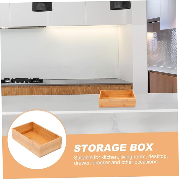 Made Bamboo Storage Organizer Compact Desktop Container for Home Items Multi-functional Khaki Bamboo Box with Simple Design Space-saving and Easy to Use