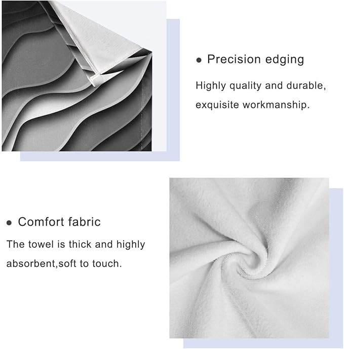Black and Grey Stripes Bath Towels Set,Ultra Soft 3 Piece Modern Abstract Beach Waves Towels for Bathroom,1 Bath Towel 1 Hand Towel 1 Washcloth,Absorbent Quick Dry Decoractive Bathroom Towels
