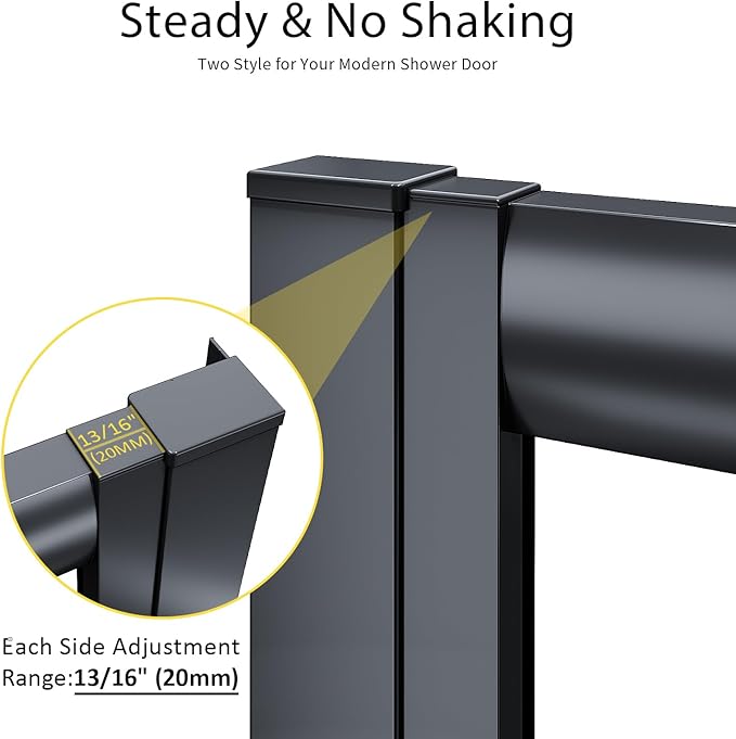 SUNNY SHOWER Corner Sliding Shower Doors 36 in. x 36 in. x 72 in with 1/4 in.Clear Glass Shower Enclosure 2 Fixed Panels & 2 Sliding Shower Glass Panels Corner Shower Stalls Matte Black