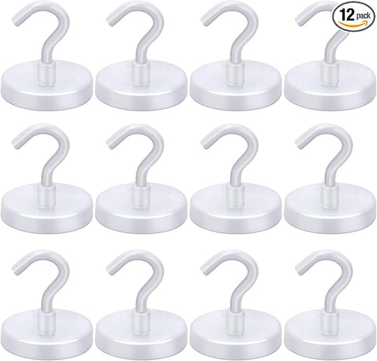 LOVIMAG Magnetic Hooks for Cruise Cabins, 120LBS Cruise Essentials Must Haves, Cruise Magnets, Magnetic Key Holder, Strong Magnetic Hooks for Hanging, Fridge, Grill -12 Pack, White