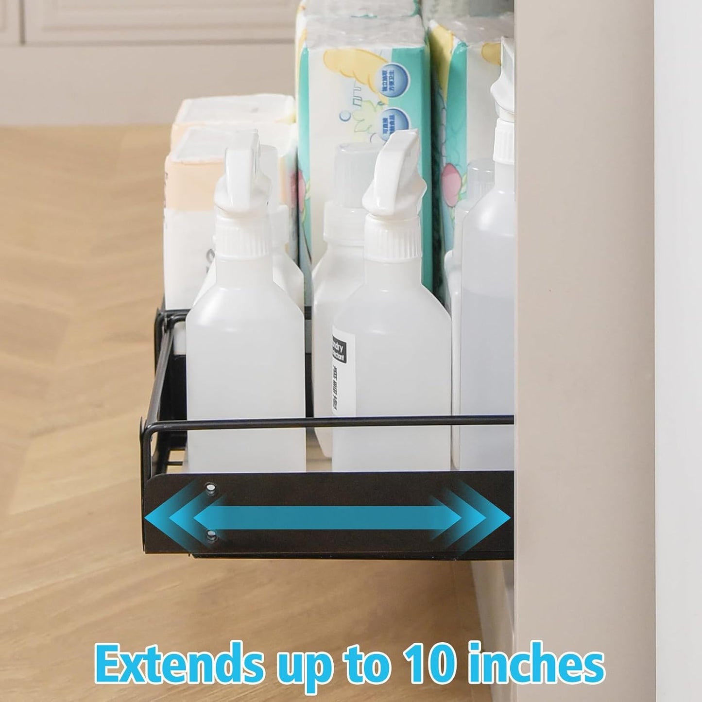 Pull-Out Under Sink Organizer — Single-Tier Metal Drawer, No Drilling, Fits 16"+ Cabinets