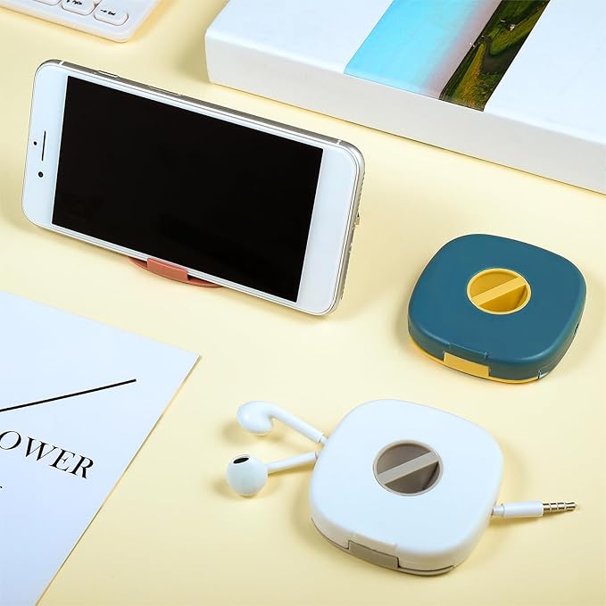 9 Pieces Retractable Cable Management Charging Cord Organizer Phone Holder Retractable Cable Reels Small Case for USB Headset Cord Mouse Wire Charger(Multi Color)