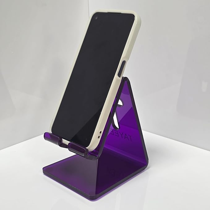 Acrylic Phone Holder – Aesthetic Clear Phone Stand for Desk, Compatible with 4”-12” Devices – Stylish Office Decor, Work from Home Essential, Minimalist Tablet Dock for All Phones & Tablets