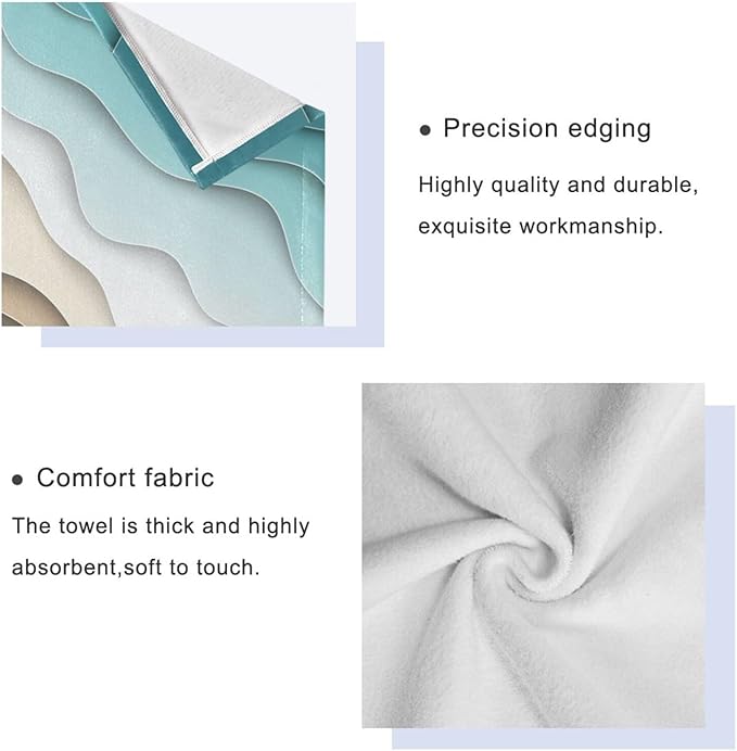 Turquoise Brown Cream Gradient Bath Towels Set,Ultra Soft 3 Piece Abstract Beach Theme Ocean Towels for Bathroom,1 Bath Towel 1 Hand Towel 1 Washcloth,Absorbent Decoractive Bathroom Towels